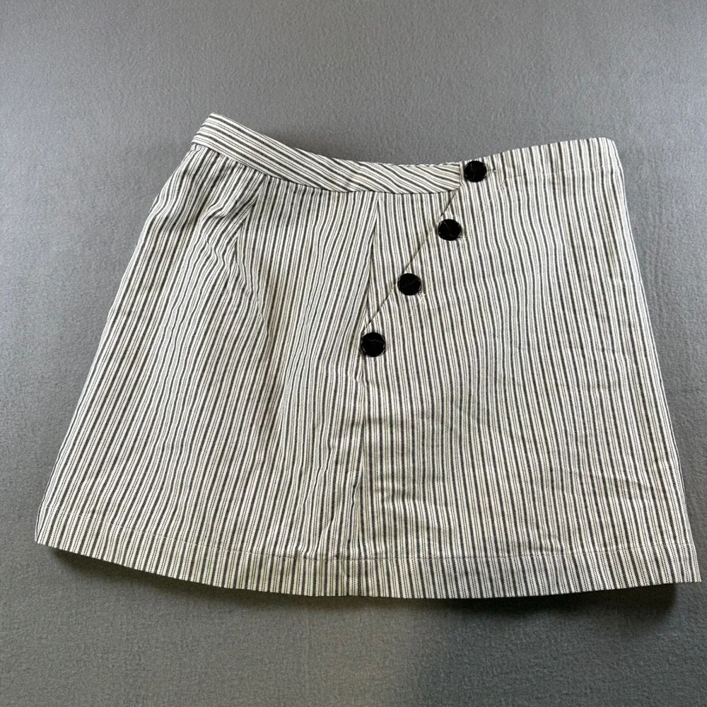 Banana Republic Blue Stripe Button Side Mini Skirt 14 Nautical ALine S/547958-00